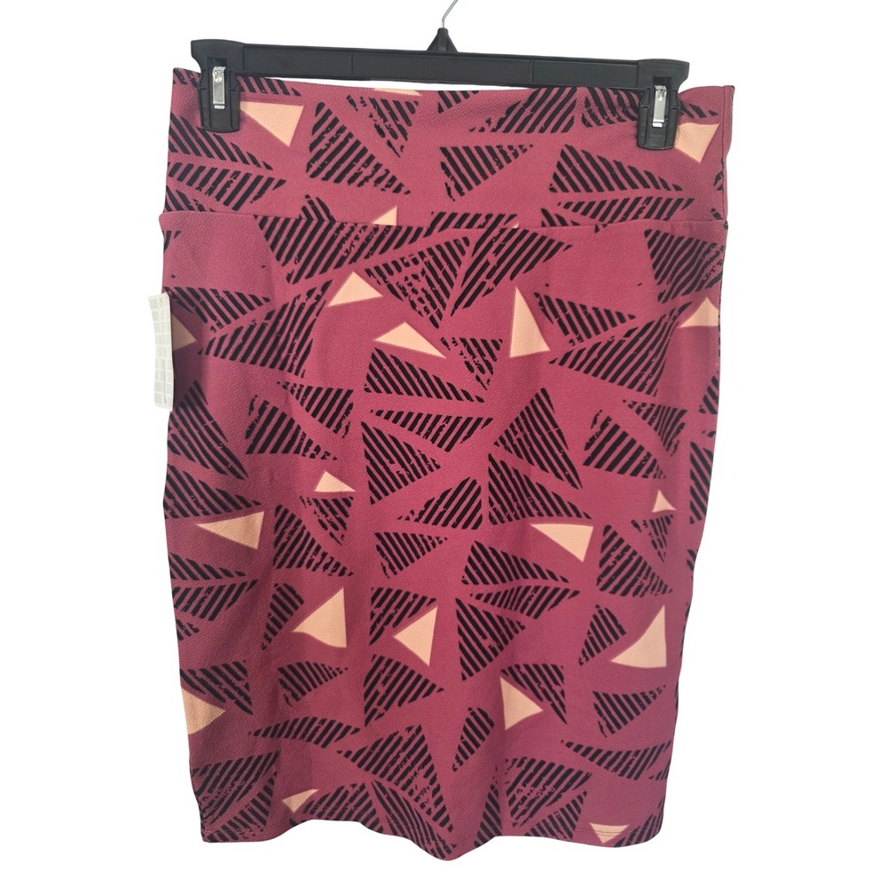 LuLaRoe Cassie Pencil Skirt Large NWT Pink Geometric Triangle Print Bodycon Knit